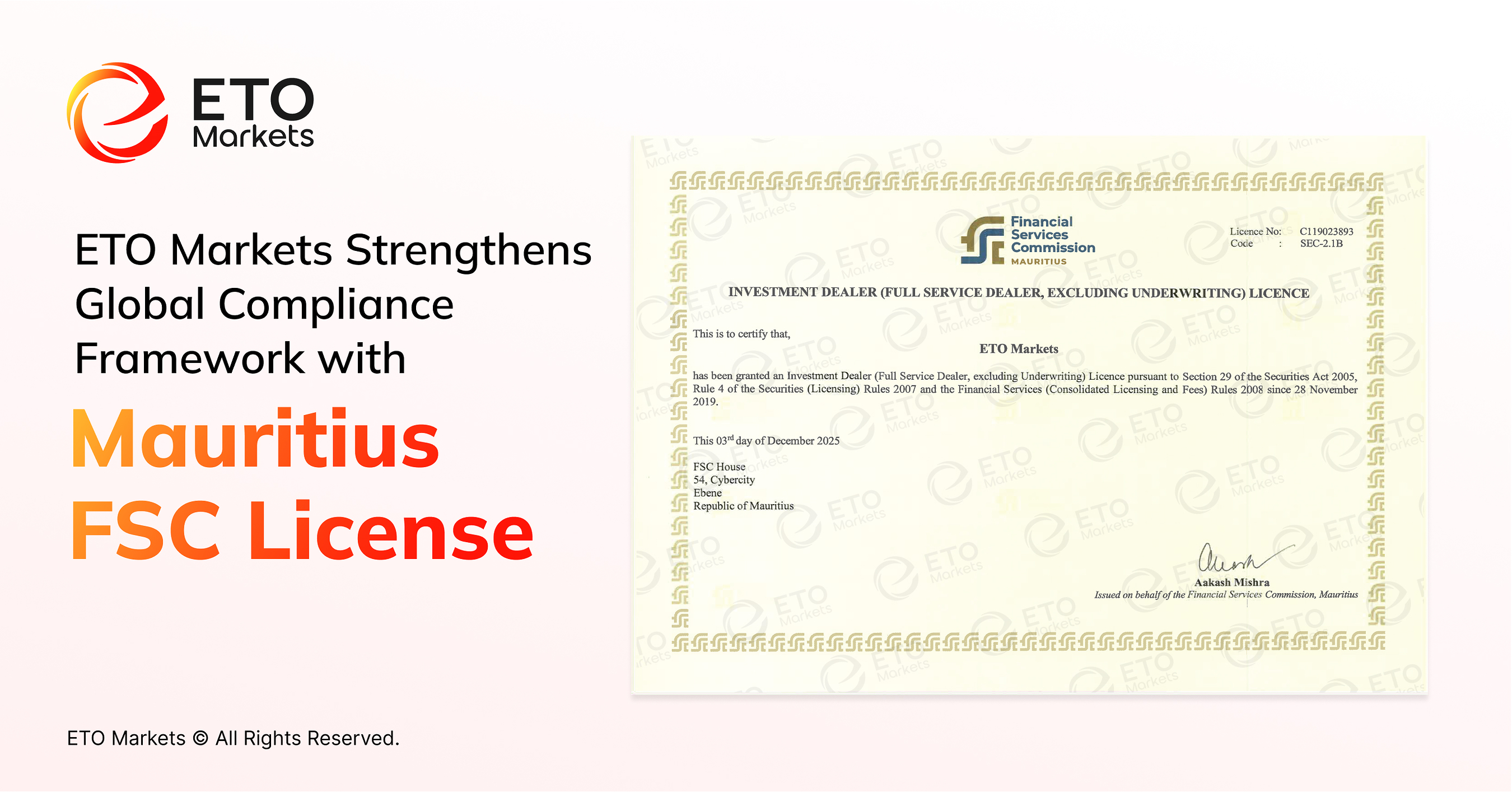 ETO Markets Strengthens Global Compliance Framework with Mauritius FSC License